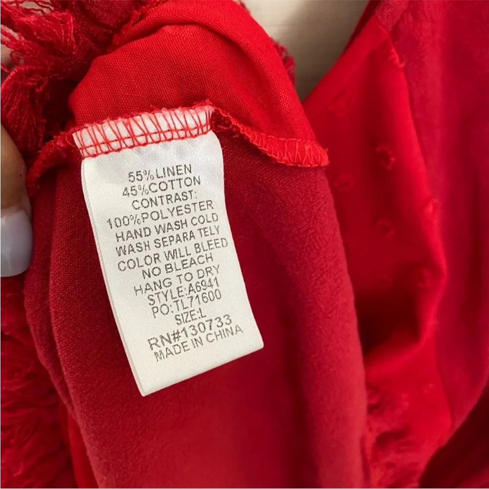 Umgee Red Linen Top - Picture 4 of 4